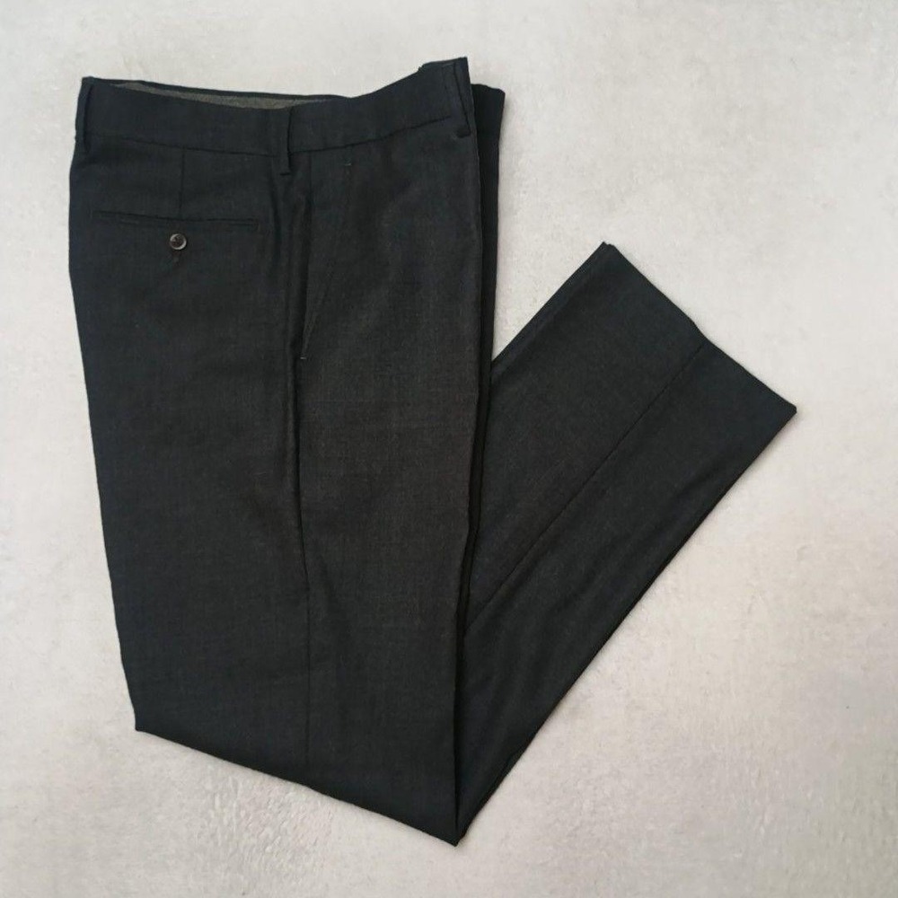 JCrew Pants Men 33x32 Gray Bowery Dress Flannel Wool Classic Flat Front 44448